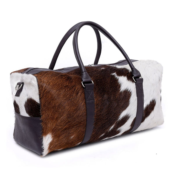 Duffel Bag for Men's and Women's - Large Size Brown & White