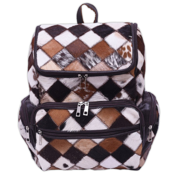 Cowhide Patch Hair On Travel Backpack