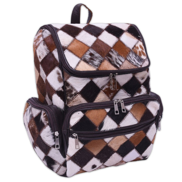 Cowhide Patch Hair On Travel Backpack