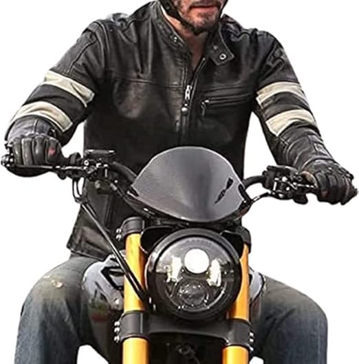 CHAYELL Keanu Reeves Motorcycle Jacket Mens White Stripes Genuine Lambskin Leather Black Biker Jacket