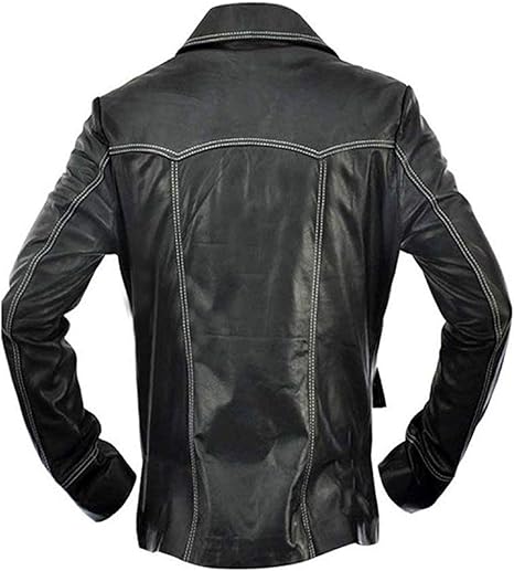 CHAYELL Mens Fight Club Jacket Tyler Durden Motorcycle Brad Biker Red Faux Leather Car Coat