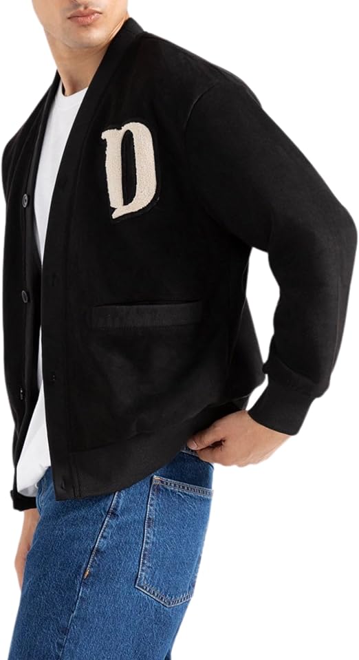 CHAYELL Mens Highschool Varsity Jacket - College Baseball Letterman D Bomber Wool Black/Brown Jacket