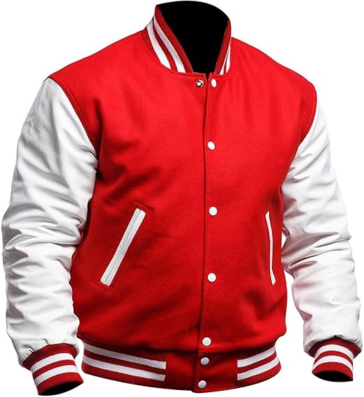 CHAYELL Varsity Jacket Men Unisex Highschool College Baseball Letterman Bomber Wool Faux Leather Jacket for Womens