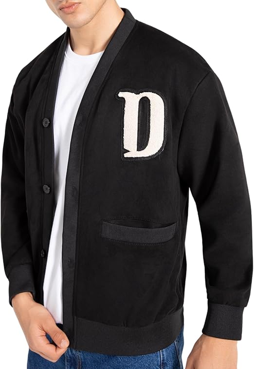 CHAYELL Mens Highschool Varsity Jacket - College Baseball Letterman D Bomber Wool Black/Brown Jacket