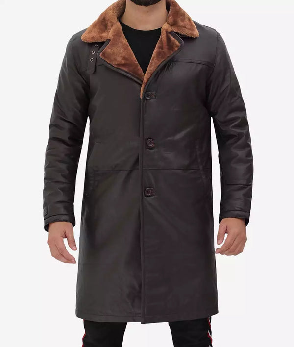 Men's Premium Dark Brown 3/4 Length Shearling Coat