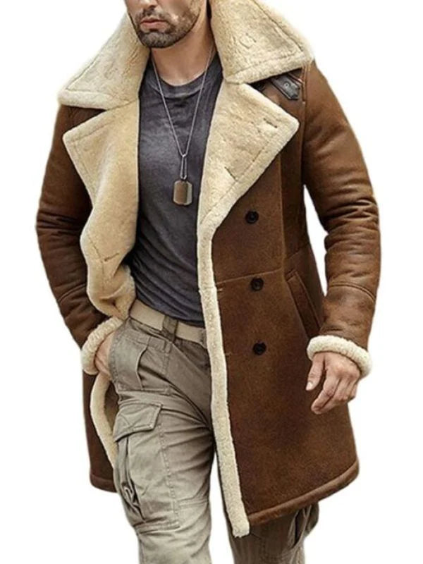 Men’s Fur Shearling Brown Leather Coat