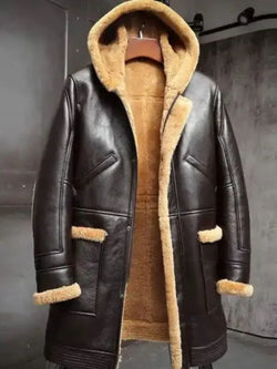 Mens RAF Shearling Fur Leather Coat