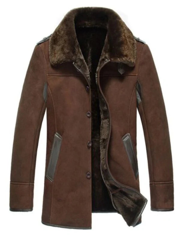 Men's Shearling Reacher Leather Brown Coat