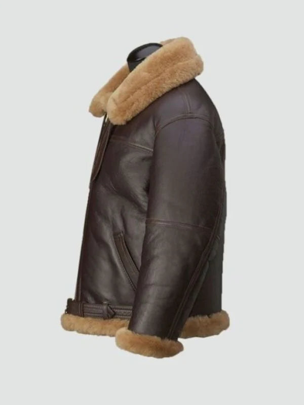 Mens RAF Brown Shearling Leather Jacket