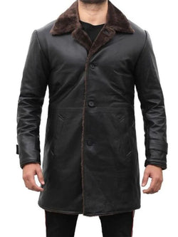 Men’s Leather Shearling Black Coat