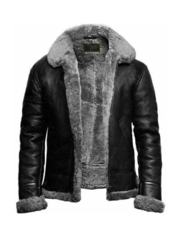 Men's B3 RAF Aviator Fur Leather Jacket