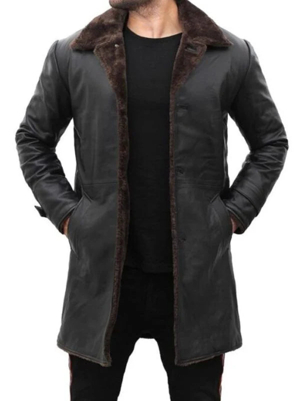 Men’s Leather Shearling Black Coat