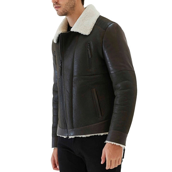 Oslo Mens Black Shearling Leather Jacket