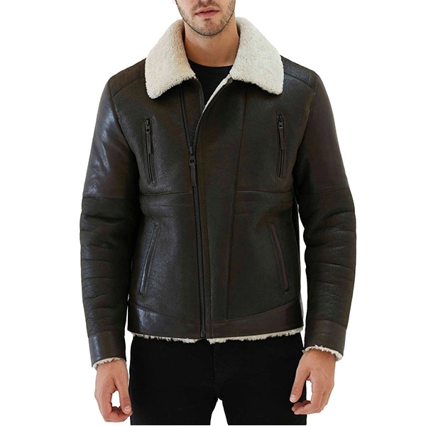 Oslo Mens Black Shearling Leather Jacket